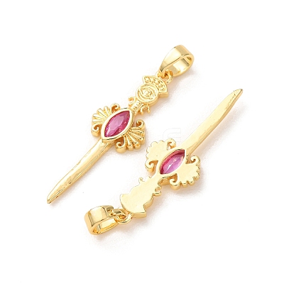 Brass Micro Pave Orchid Cubic Zirconia Pendants KK-A304-27B-G-1