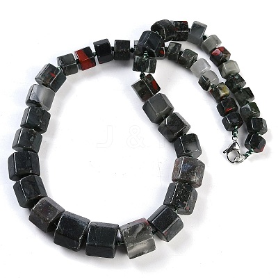 Natural Bloodstone Hexagon Prism Graduated Beaded Necklaces for Women Men NJEW-K388-03Q-1