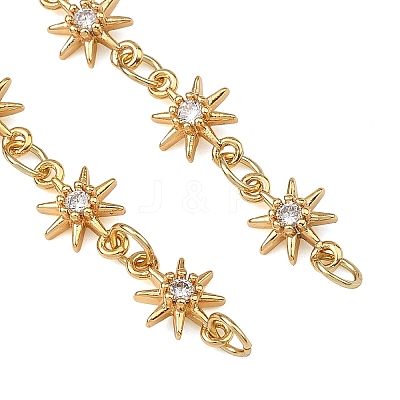 Brass Pave Clear Cubic Zirconia Star Link Chain Bracelet Making AJEW-JB01639-1