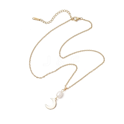 3Pcs 3 Styles Natural Cultured Freshwater Pearl & 304 Stainless Steel & Brass Moon Star Sun Pendant 304 Stainless Steel Cable Chain Necklaces for Women NJEW-JN05364-1