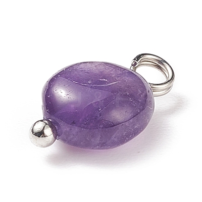 Natural Mixed Stone Charms PALLOY-JF01783-02-1