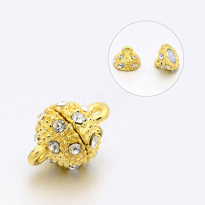 Alloy Rhinestone Magnetic Clasps with Loops X-RB-H116-3-G-1