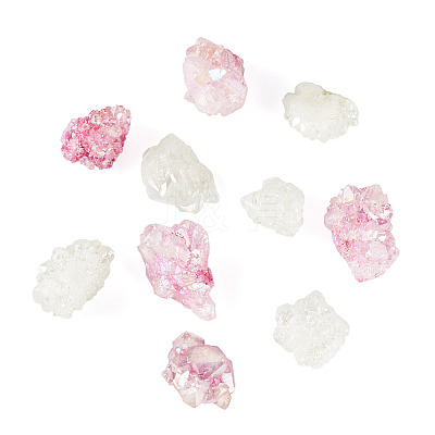 10Pcs 2 Colors Electroplated Natural Druzy Agate Beads G-TA0003-03-1