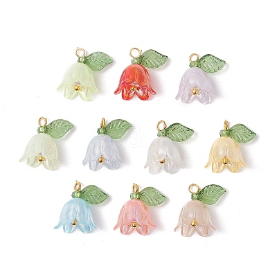 Flora Leaves & Lily flower Charms PALLOY-JF02541-01-1