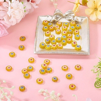 50Pcs 2 Colors Handmade Millefiori Lampwork Beads LAMP-TADJ0001-03C-1