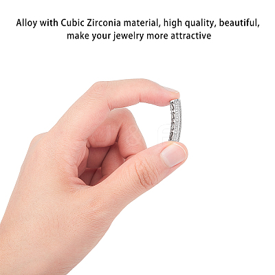 Brass Micro Pave Cubic Zirconia Tube Beads ZIRC-UN0001-04-1