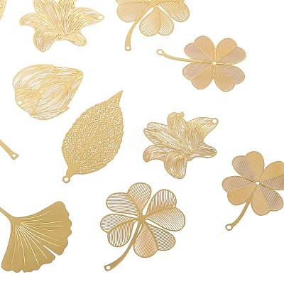 12Pcs 6 Styles Brass Big Pendants KKC-TA0001-09-1