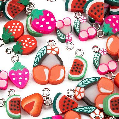 140Pcs 7 Styles Handmade Polymer Clay Pendants CLAY-LS0001-11-1