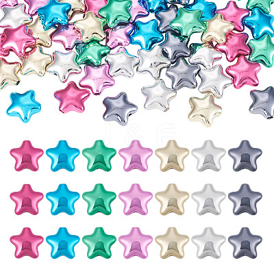 56Pcs 7 Colors UV Plating Opaque Acrylic Beads PACR-TA0001-25-1