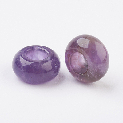 Natural Amethyst European Beads G-G740-14x8mm-13-1