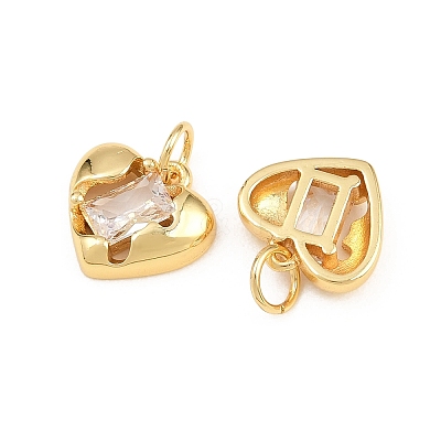 Valentine's Day Brass Micro Pave Clear Cubic Zirconia Charms KK-H292-52C-G-1