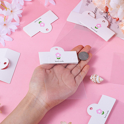 100Pcs Flower Print Foldable Paper Hanging Header CDIS-TA0001-26-1