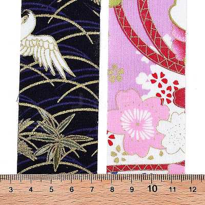 12 Yards 12 Colors Japanese Kimono Style Floral Cotton Ribbon OCOR-GF0001-70-1