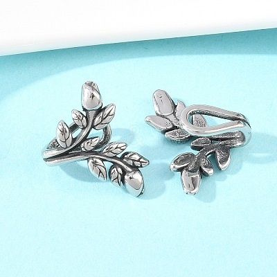 Leaf 316 Stainless Steel Non- Piercing Cartilage Earrings AJEW-C044-09AS-1