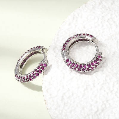 Brass Micro Pave Cubic Zirconia Hoop Earrings KK-CBA8324-24P-02-1