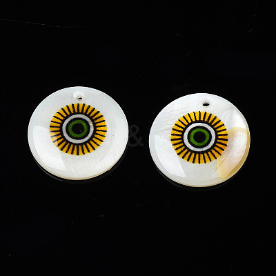 Printed Freshwater Shell Charms LS-SHEL-T009-20C-1