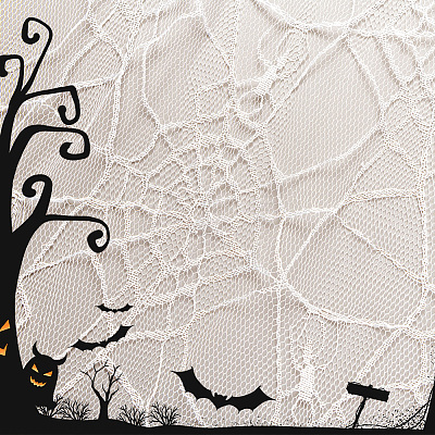 Polyester Spider Web Lace Fabric DIY-WH20049-44C-1
