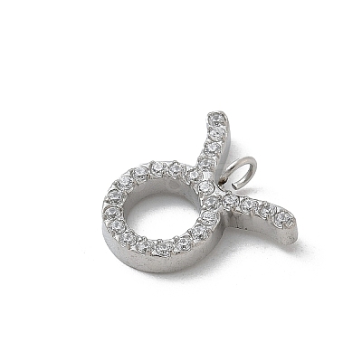 304 Stainless Steel Micro Pave Cubic Zirconia Charms STAS-Z107-09P-03-1