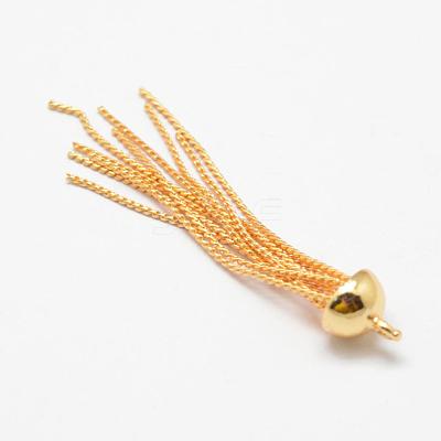 Brass Serpentine Chain Tassel Pendants KK-F718-09G-1