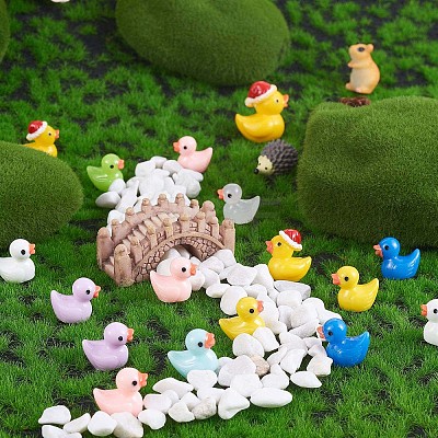 80 Pcs Tiny Ducks Mini Resin Duck Colorful Mini Duck Bulk Fairy Tale Garden Animal Sculpture Resin Duck Image for Miniature Landscape JX344A-1