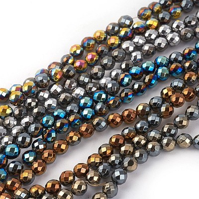 Electroplated Non-magnetic Synthetic Hematite Beads Strands G-P408-P-6mm-1