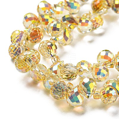 Electroplate Transparent Glass Beads Strands EGLA-M030-01A-1