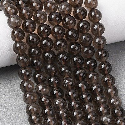 Natural Smoky Quartz Round Beads Strands G-E329-6mm-38B-1