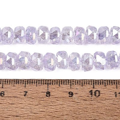 Electroplate Transparent Crackle Glass Beads Strands EGLA-Q135-01A-B06-1