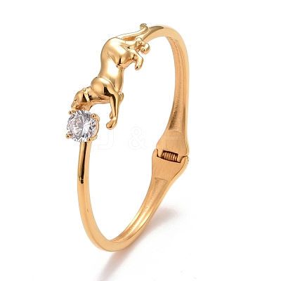 Clear Cubic Zirconia Leopard Cuff Bangle STAS-D165-05G-1