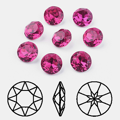 Pointed Back & Back Plated K9 Glass Rhinestone Cabochons RGLA-J012-8mm-502-1