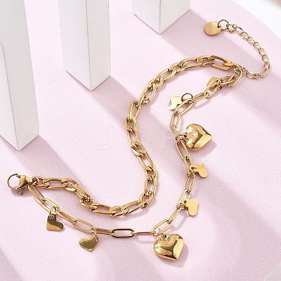 304 Stainless Steel Multi-Strand Charm Bracelets BJEW-C089-02G-1