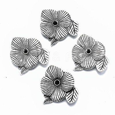 Tibetan Style Alloy Cabochon Connector Rhinestone Settings TIBE-N011-008AS-RS-1