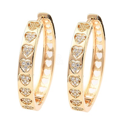 Brass Micro Pave Cubic Zirconia Hoop Earrings EJEW-D078-19KCG-1