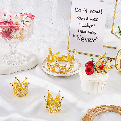 4Pcs 4 Styles Alloy Rhinestones Crown Cake Decoration DIY-SP0003-26G-1