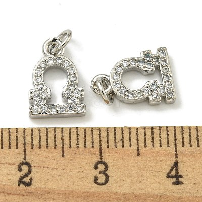 Rack Plating Brass Micro Pave Cubic Zirconia Pendants KK-K386-02C-P-1