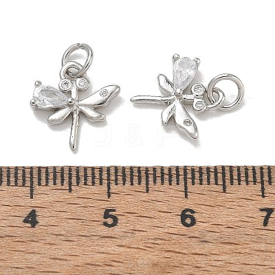 Brass Micro Pave Clear Cubic Zirconia with Glass Charms CU-CBA6E4E-16P-1