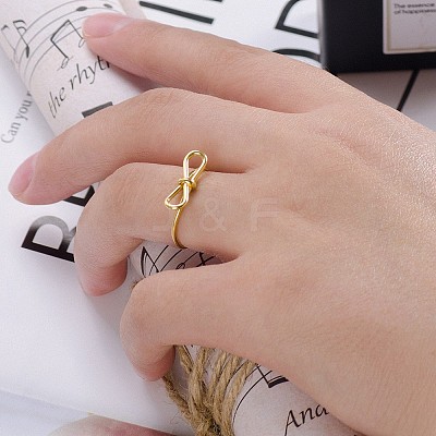 Stylish 304 Stainless Steel Bowknot Open Cuff Ring for Women Daily Wear GB8358-2-1