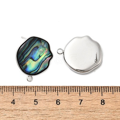 304 Stainless Steel Pave Natural Paua Shell Stud Earring Findings STAS-Z125-03P-1