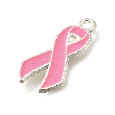Breast Cancer Pink Awareness Ribbon Theme Alloy Enamel Pendants ENAM-C026-01A-S-1