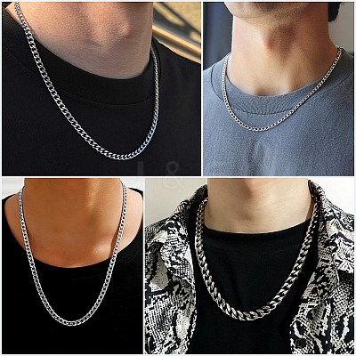 1Pc 304 Stainless Steel Cuban Link Chain Necklaces for Men Women NJEW-BM0001-08D-1