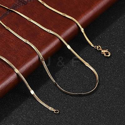 2.5mm Rack Plating Brass Herringbone Chain Necklaces for Women Men MAK-L044-19G-1
