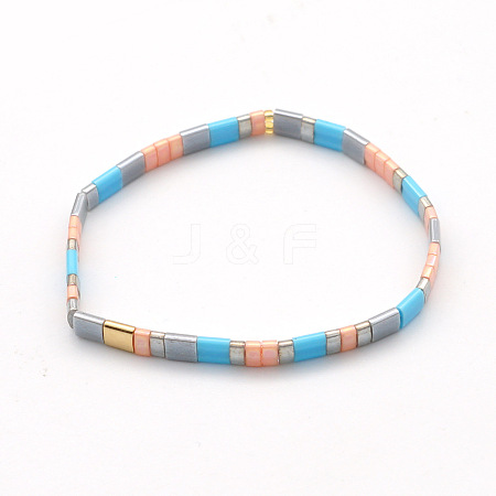 Rainbow Bohemian Style Glass Beads Stretch Bracelets RM1844-11-1