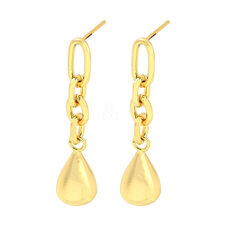 Rack Plating Brass Teardrop Dangle Stud Earrings EJEW-K263-18G-1