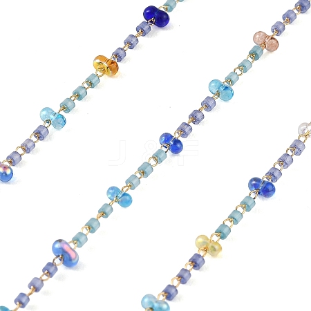 Handmade Brass Glass Beaded Chains GL-CBA1C06-05G-1