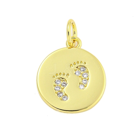 Round Rack Plating Brass Micro Pave Clear Cubic Zirconia Pendants KK-U021-01G-1