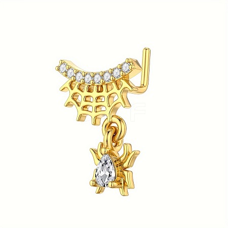 Brass Pave Clear Cubic Zirconia Dangle L-Shaped Nose Rings FS-WG9779A-08-1