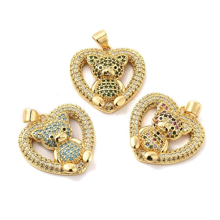 Brass Micro Pave Cubic Zirconia Pendants KK-A180-21G-1