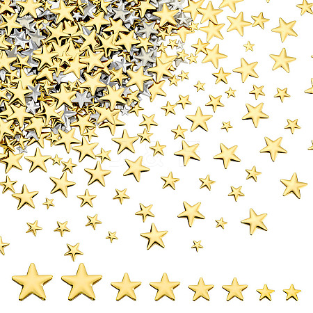 1200Pcs 4 Styles Aluminum Hotfix Iron On Star Studs FIND-NB0006-17G-1