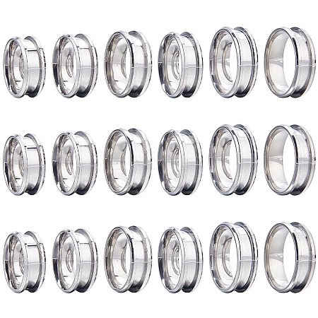 SUNNYCLUE 18Pcs 6 Size 304 Stainless Steel Grooved Finger Ring Settings RJEW-SC0001-05P-1