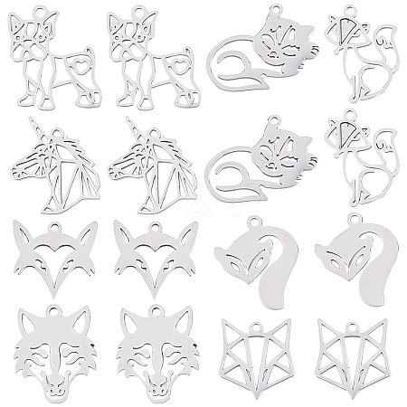 SUNNYCLUE 16Pcs 8 Style 201 Stainless Steel Pendants STAS-SC0002-82P-1